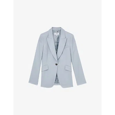 REISS WOMENS BLUE MILLIE PEAK-LAPEL WOVEN BLAZER