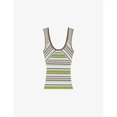 Reiss Womens  Nina Striped Scoop-neck Ribbed Knitted Vest In Multi