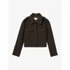 Reiss Mocha Brown Wool-blend Cropped Jacket In Mocha Brown
