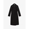 Reiss Womens Black Odette Double-lapel Wool-blend Coat In Black