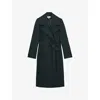 Reiss Womens Teal Odette Double-lapel Wool-blend Coat In Blue