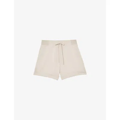 Reiss Womens  Phoebe Drawstring-waist Stretch-jersey Shorts In Neutral