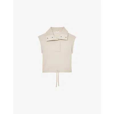 Reiss Womens  Phoebe Funnel-neck Jersey Top In Neutral