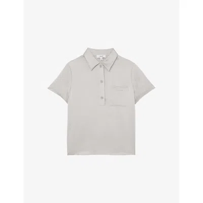 Reiss Womens Light Grey Polly Patch-pocket Stretch-woven Shirt In Brown