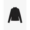 Reiss Womens Black Polly Ribbed Stretch-cotton Top