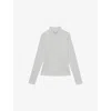 Reiss Womens White Polly Ribbed Stretch-cotton Top In White