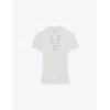 Reiss Womens Ivory Poppy Lace-up Knitted Top In White