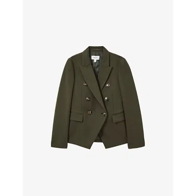 Reiss Womens  Priya Double-breasted Recycled Polyester-blend Blazer In Green