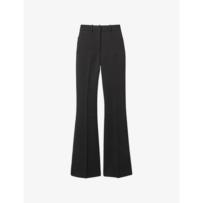 Reiss Womens  Priya Flared-leg Recycled Polyester-blend Trousers In Black