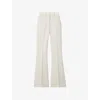 Reiss Womens  Priya Flared-leg Recycled Polyester-blend Trousers In Cream