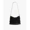 Reiss Black Rara Tiered Crystal Embellished Shoulder Bag In Black