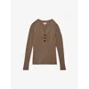 Reiss Mink Ribbed Sleeve Jumper In Mink