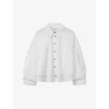 Reiss Womens White Relaxed-fit Short-sleeve Cropped Cotton Shirt In White