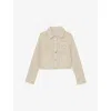 Reiss Womens Neutral Renzo Textured Cotton-blend Trucker Jacket In Neutral