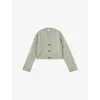 Reiss Sage Rixy Wool-cashmere Cropped Cardigan In Sage