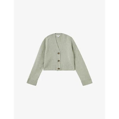 REISS WOMENS SAGE RIXY V-NECK WOOL AND CASHMERE-BLEND CARDIGAN