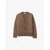 Reiss Womens  Robyn Brushed Alpaca Wool-blend Cardigan In Mink