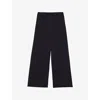 Reiss Womens Navy Robyn Elasticated-waist Wide-leg Stretch-woven Trousers In Black