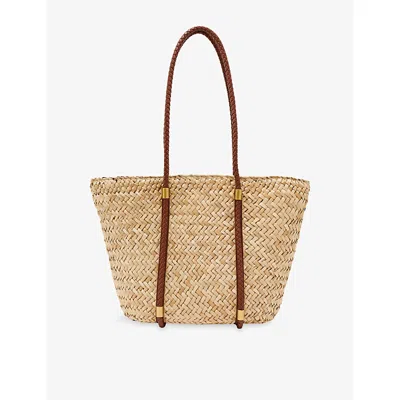 Reiss Womens Natural Rubina Woven Tote Bag In Brown
