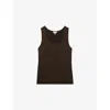Reiss Womens Ruby Sleeveless Stretch-silk Top Chocolate