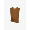Reiss Ochre Sadie Cap-sleeve Ruched Jersey Top