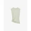 Reiss Womens  Sadie Cap-sleeved Jersey Top In Sage