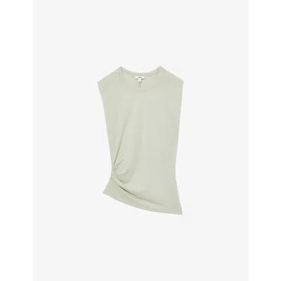 Reiss Womens  Sadie Cap-sleeved Jersey Top In Sage