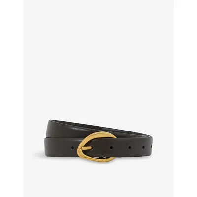 Reiss Womens  Sammy Leather Belt In Chocolate