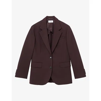 Reiss Womens  Sandor Single-breasted Stretch-twill Blazer In Brown