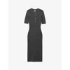 Reiss Grey Ribbed Wool Blend Midi Dress In Grey