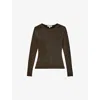 Reiss Womens Gold Saraphina Metallic Stretch-knit Top In Green