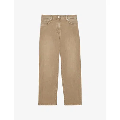 Reiss Womens Neutral Selin Straight-leg Mid-rise Denim Jeans