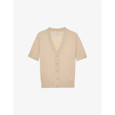 Reiss Womens Neutral Seren V-neck Knitted Cardigan In Brown