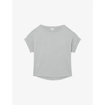 Reiss Womens  Sia Wide-neck Short-sleeve Cotton T-shirt In Gray