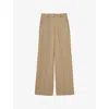 Reiss Womens Sage Green Side-zip Wide-leg Stretch-woven Trousers