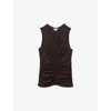 Reiss Chocolate Lyocell-wool Ruched Vest In Chocolate