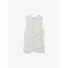 Reiss Womens Cream Simone Ruched-front Slim-fit Woven Vest