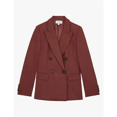 Reiss Solene Double Breasted Blazer In Red