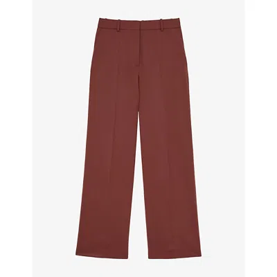 Reiss Womens  Solene Wide-leg Wool-blend Trousers In Brown