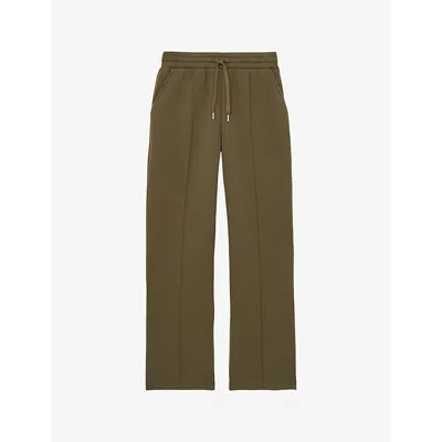Reiss Womens Sophia Pintuck Stretch-jersey Jogging Bottoms Khaki