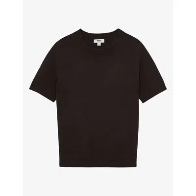 Reiss Womens  Stevie Short-sleeved Cashmere T-shirt In Grape Burgundy