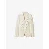 Reiss Womens Tally Double-breasted Tailored Wool-blend Blazer White