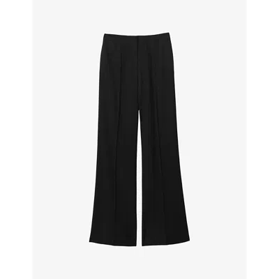 Reiss Womens Black Tansey Wide-leg High-rise Stretch-woven Trousers