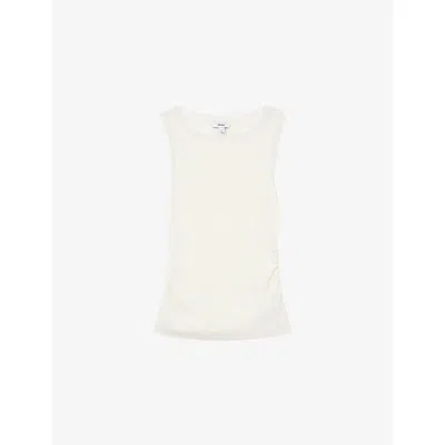 Reiss Womens  Trinny Side-ruched Stretch Cotton-blend Vest In White