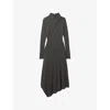 Reiss Grey Catlyn Jersey Drape Asymmetric Midi Dress In Grey