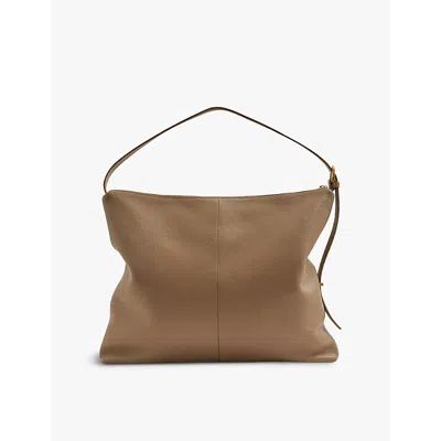 Reiss Womens Taupe Vigo Buckle-strap Leather Tote Bag In Taupe