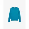 Reiss Blue Fine-knit Crew-neck Jumper With Cashmere In Blue