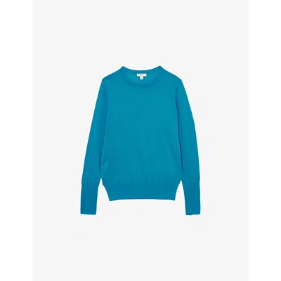 Reiss Womens  Wendy Crewneck Fine-knit Jumper In Blue