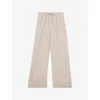 Reiss Womens Neutral Willow Elasticated-waist Wide-leg Linen-blend Trousers In Neutral