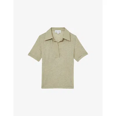 Reiss Babies' Womens Wren V-neck Lyocell-blend Polo Shirt Sage